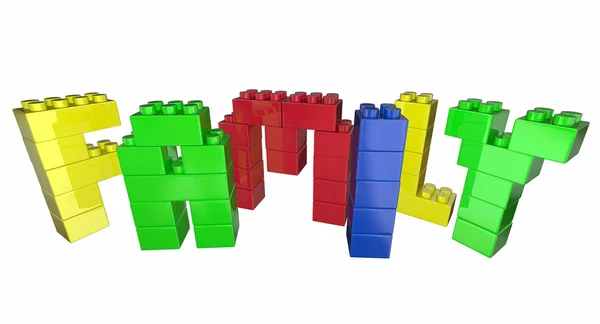Rodinné hračka bloky — Stock fotografie