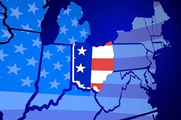 Ohio State karta Usa flaggan — Stockfoto