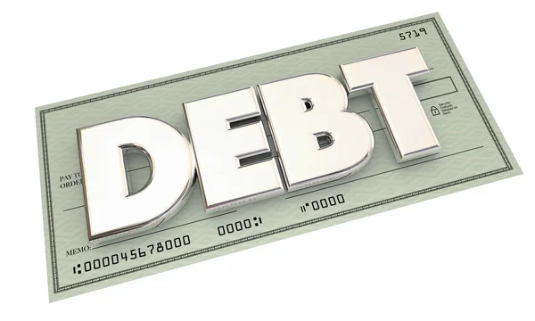 Dívida Verifique ilustração 3d — Fotografia de Stock