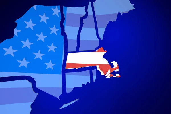 Vlag van Massachusetts Ma — Stockfoto