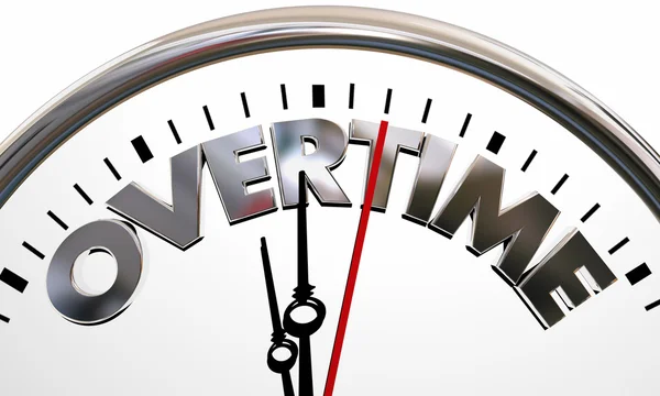 Overtime Working Clock Words — Stock Photo, Image