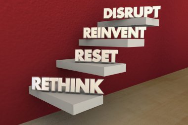 Disrupt Rethink Reinvent Reset Steps clipart