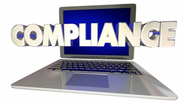 Compliance Laptop Ilustração 3d — Fotografia de Stock