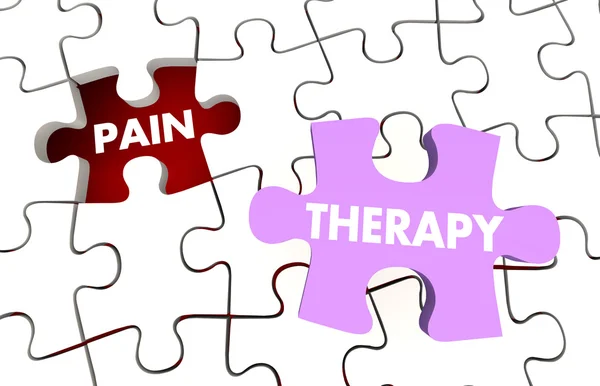 Fájdalomcsillapítás terápia szó Puzzle darab — Stock Fotó