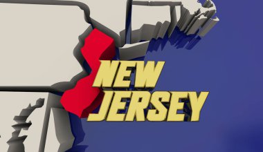 New Jersey Garden State Haritası Amerika Birleşik Devletleri ABD NJ Render 3d Görüntü