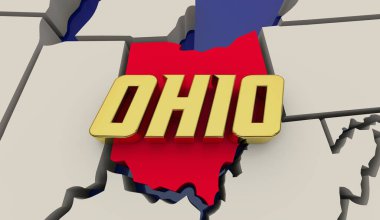 Ohio Eyalet Haritası Amerika Birleşik Devletleri ABD Buckeye Render 3d Görüntü