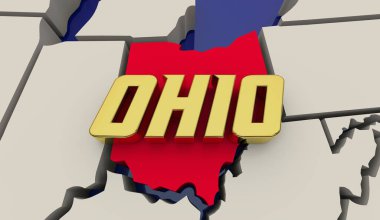 Ohio State Map United States America USA Buckeye Render 3d Illustration clipart