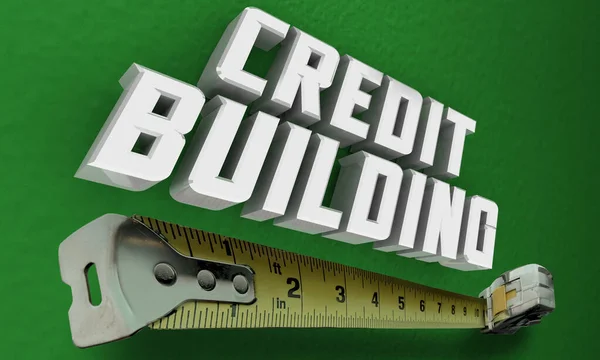 Credit Building Measuring Tape Fix Repair Rebuild Score Rating Illustration — 图库照片