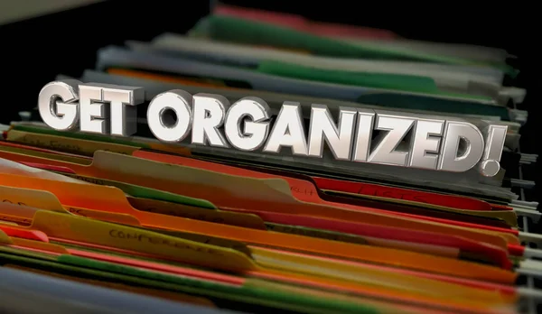 Get Organized Documents File Folder System Process Organization Animation — 图库照片