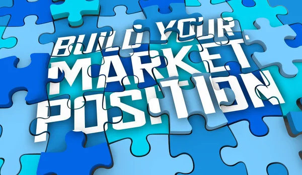 Build Your Market Position Puzzle Pieces Unique Competitive Advantage Illustration — Fotografia de Stock