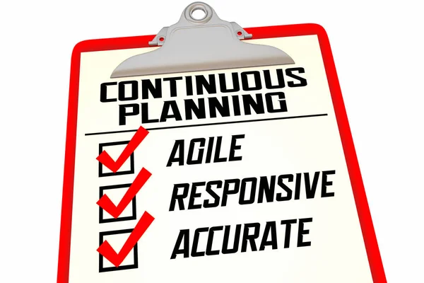 Planificación Continua Business Finance Agile Responsive Accurate Checklist Process Ilustración — Foto de Stock