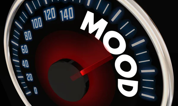 Mood Tachometer Sentiment Steigendes Wohlgefühl Illustration — Stockfoto