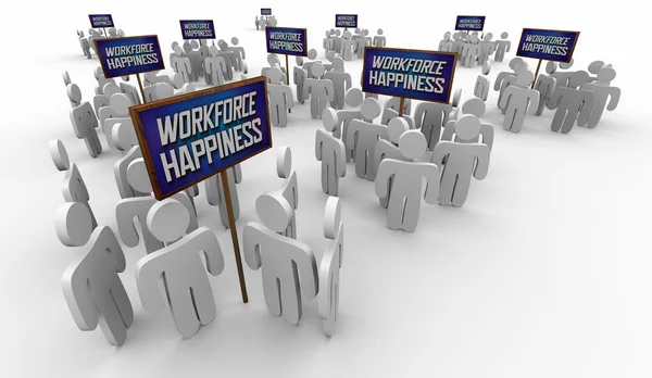 Siła Robocza Szczęście Zadowoleni Szczęśliwi Pracownicy Pracownicy Zespoły Znaki Ilustracja — Zdjęcie stockowe