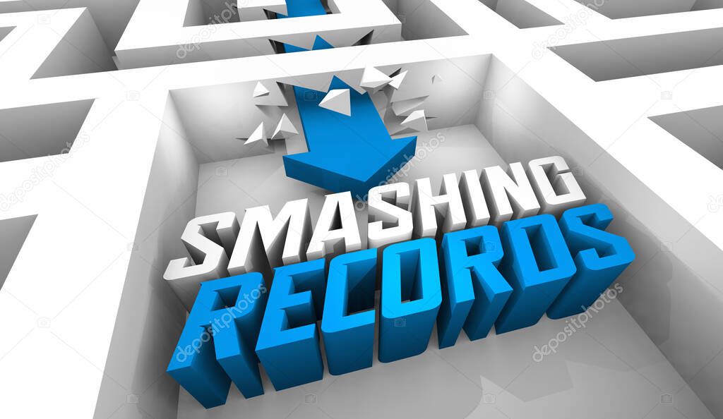 Smashing Records Breaking High Level Score Top Winner Maze Arrow Words 3d Illustration