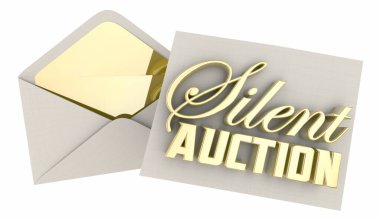 Sessiz Açık Artırma Davetiyesi VIP Geçiş Yardım Etkinliği 3d İllüstrasyon