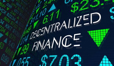 Yerel Finans DeFI Yeni Finansal Platformlar Kripto Para Birimleri 3d İllüstrasyon