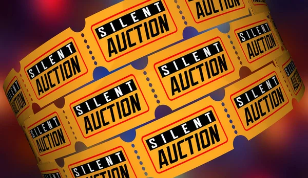Silent Auction Tickets Win Prizes Raise Money for Charity Fund Raiser 3d Illustration