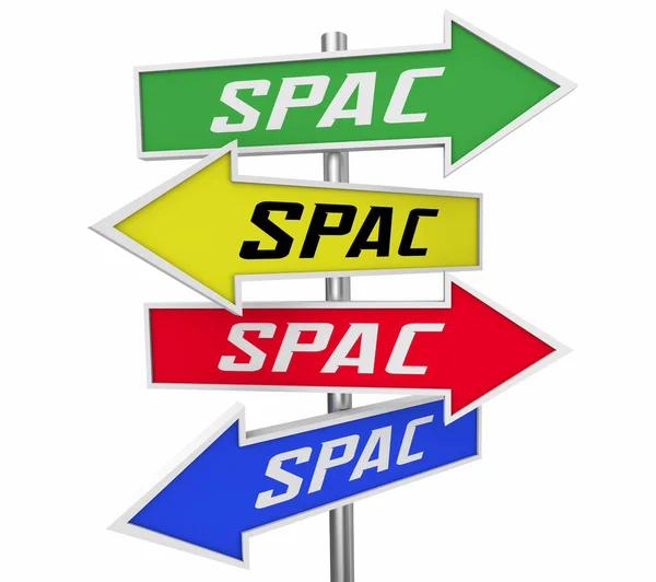 Spac Road Signs Direction How Set Special Purpose Acquisition Company — Stock Photo, Image