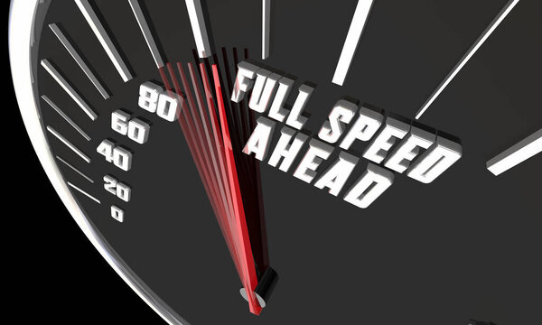 Полный вперед скорость зарядки вперед Быстрый спидометр 3d Иллюстрация