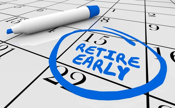 Ruhestand Vorzeitiger Kalendertag Datum Umkreiste Rentenplanung Illustration — Stockfoto