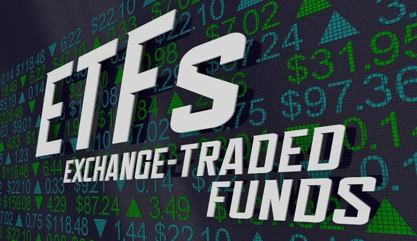 ETFs Exchange-Traded Funds Stock Market Investment Prices Ticker 3d Illustration