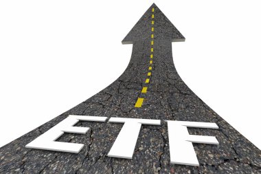 ETF Ticaret Fonları Karayolu Oku Zenginlik Büyümesi Yatırımını Artırdı 3d İllüstrasyon