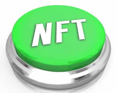 NFT İade Edilemez İşaretler Kripto Para Birimi Yeni Teknoloji Bloklama Düğmesi 3d İllüstrasyon Oluştur