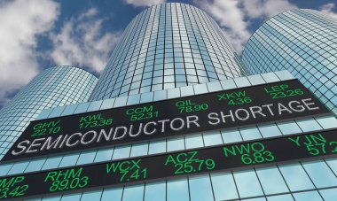 Semiconductor Shortage Stock Market Impact Industry Business Company Shares Prices 3d Illustration clipart