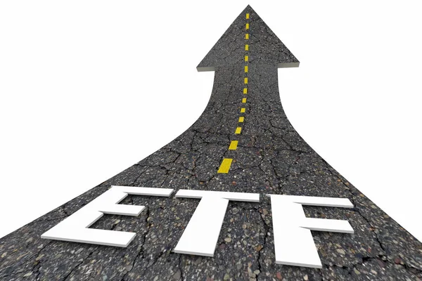 Etf Exchange Traded Funds Road Arrow Öka Förmögenhet Tillväxt Investeringar — Stockfoto