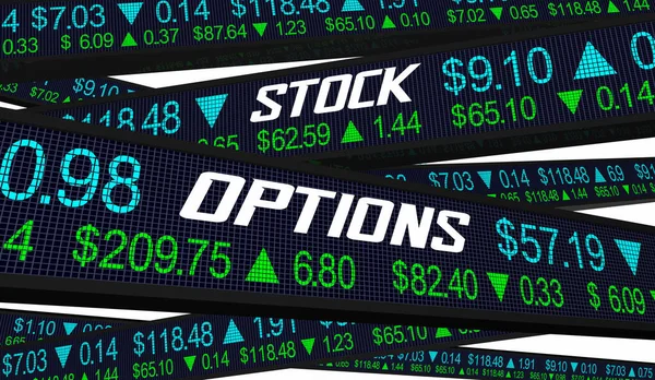 Opciones Acciones Precios Acciones Market Ticker Compensation Benefits Illustration —  Fotos de Stock