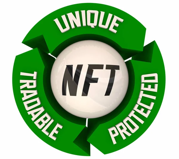 Nft 비기능 New Technology Blockchain Unique Tradable Illustration — 스톡 사진