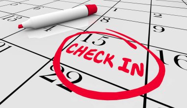 Check In Day Date Calendar Arrival Plan Tourism Travel 3d Illustration