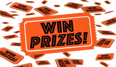 Win Prizes Lottery Raffle Tickets Big Winnings Lucky Winner 3d Illustration