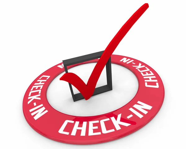 Check Check Box Mark Ring Arrive Confirm Verified Here Illustration — Stockfoto