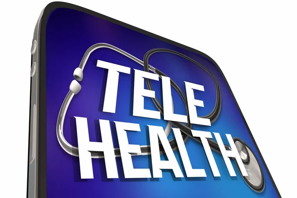 Tele Gesundheit Handy Virtueller Arzt Arzttermin Gesundheitsfürsorge Illustration — Stockfoto