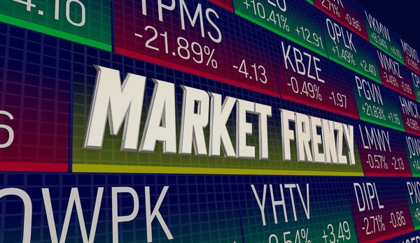 Market Frenzy High Volume Activity Trades Stock Prices Rise Illustration — Photo