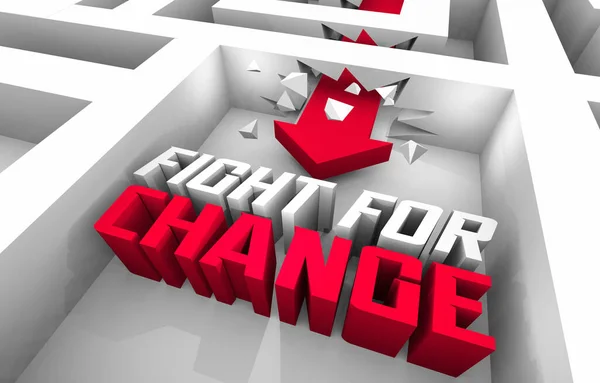 Fight Change Get Justice Protest Break Barriers Maze Arrow Illustration — Stockfoto