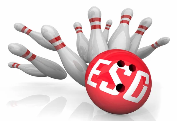 Esg Environmental Social Corporate Governance Sustainability Bowling Ball Strike Illustration — ストック写真