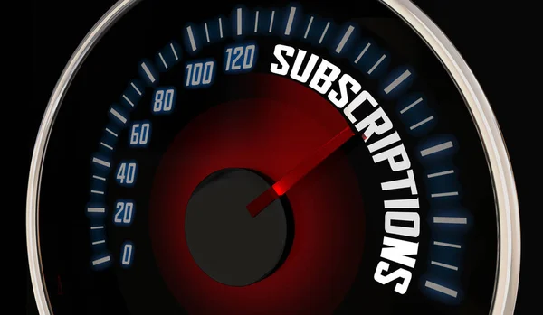 Subscriptions Speedometer Renewing Sales Repeat Business Model Illustration —  Fotos de Stock
