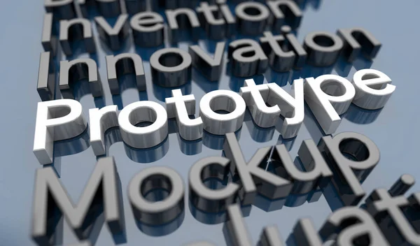 Prototype Mockup Test Innovation New Model Product Words Illustration — Stockfoto