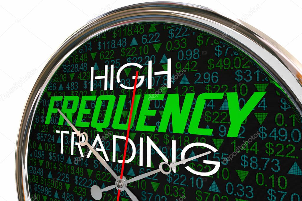 High Frequency Trading Clock HFT Fast Trades Speed Quick Transactions 3d Illustration