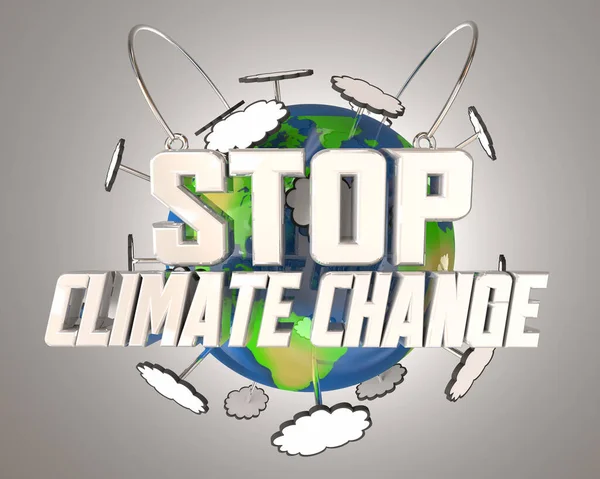 Stop Climate Change Planet Earth Environment Figyelmeztetés Veszélyre Illusztráció — Stock Fotó