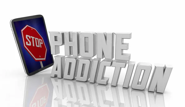 携帯電話中毒を停止する携帯電話通信デジタル中毒3Dイラスト — ストック写真