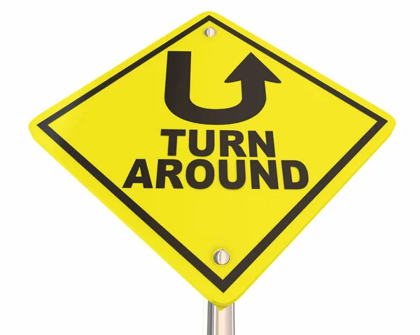 Turnaround Road Sign Change Direction Melhorar Aumentar Obter Melhor Ilustração — Fotografia de Stock