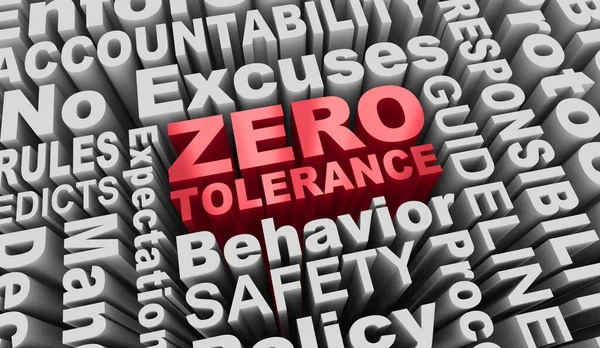 Zero Tolerance Policy Rules Guidelines Excuses Words Illustration — Stockfoto