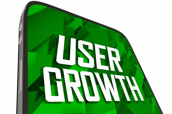 User Growth Mobile App Κινητό Τηλέφωνο Νέος Πελάτης Εγκαθιστά Αύξηση — Φωτογραφία Αρχείου