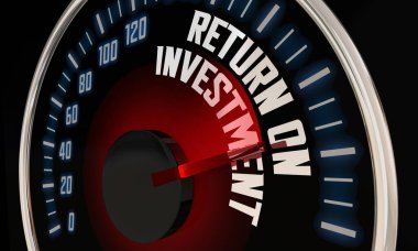 ROI Yatırım Hızölçer Dönüşü Artan Zenginlik Para Geliri 3d Görüntü