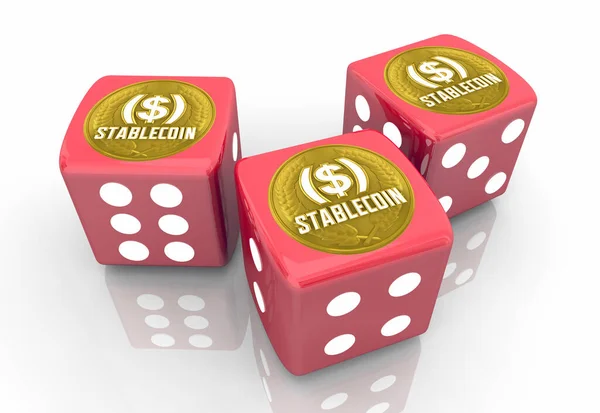 Stablecoin Cryptocurrency Bet Gamble Invest Röd Tärning Illustration — Stockfoto