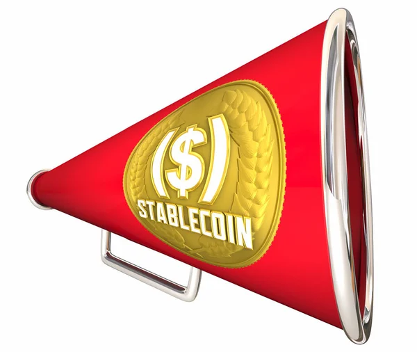 Stablecoin Megaphone Bullhorn Nouvelles Propagation Crypto Monnaie Information Illustration — Photo