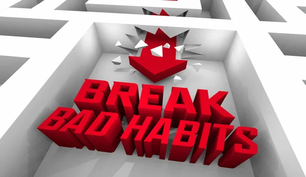 Break Bad Habits Arrow Crash Maze Freedom End Stoppen Kick — Stockfoto